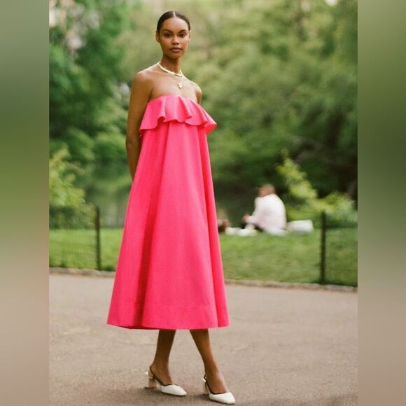 Anthropologie Strapless Flounce A-Line Midi Dress NWT - Picture 1 of 11